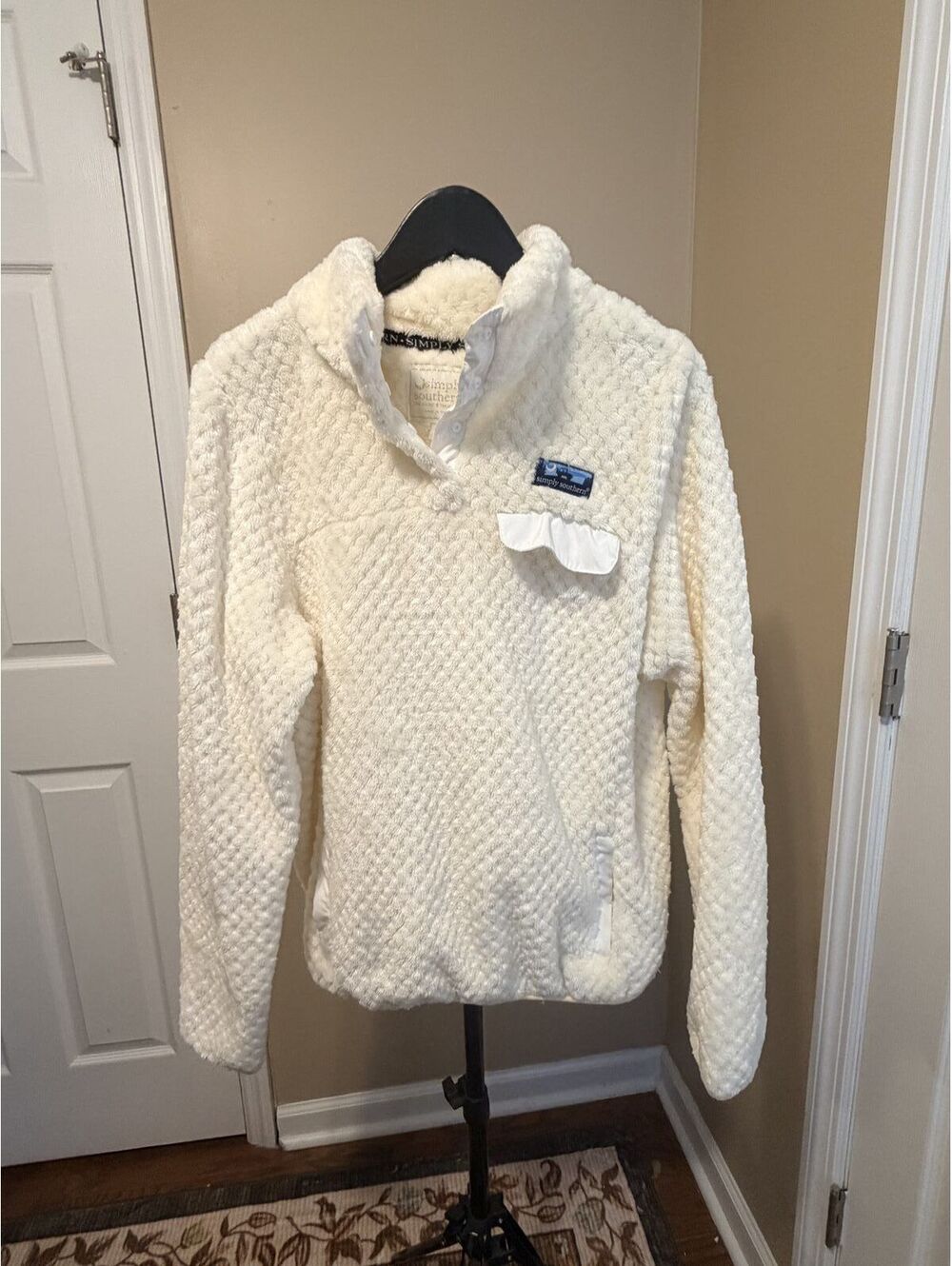 Simply Southern Ivory Simply Soft Fleece Quarter Snap Pullover - Size M